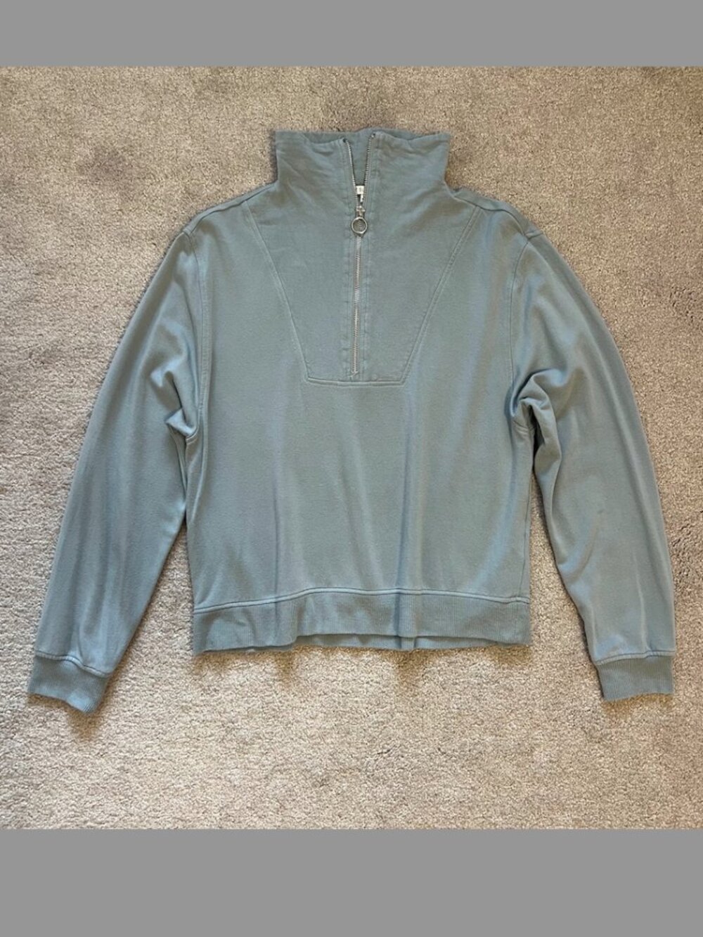 Z Supply Dusty Blue Gray Modal Gate Check Pullover Sweatshirt Size S